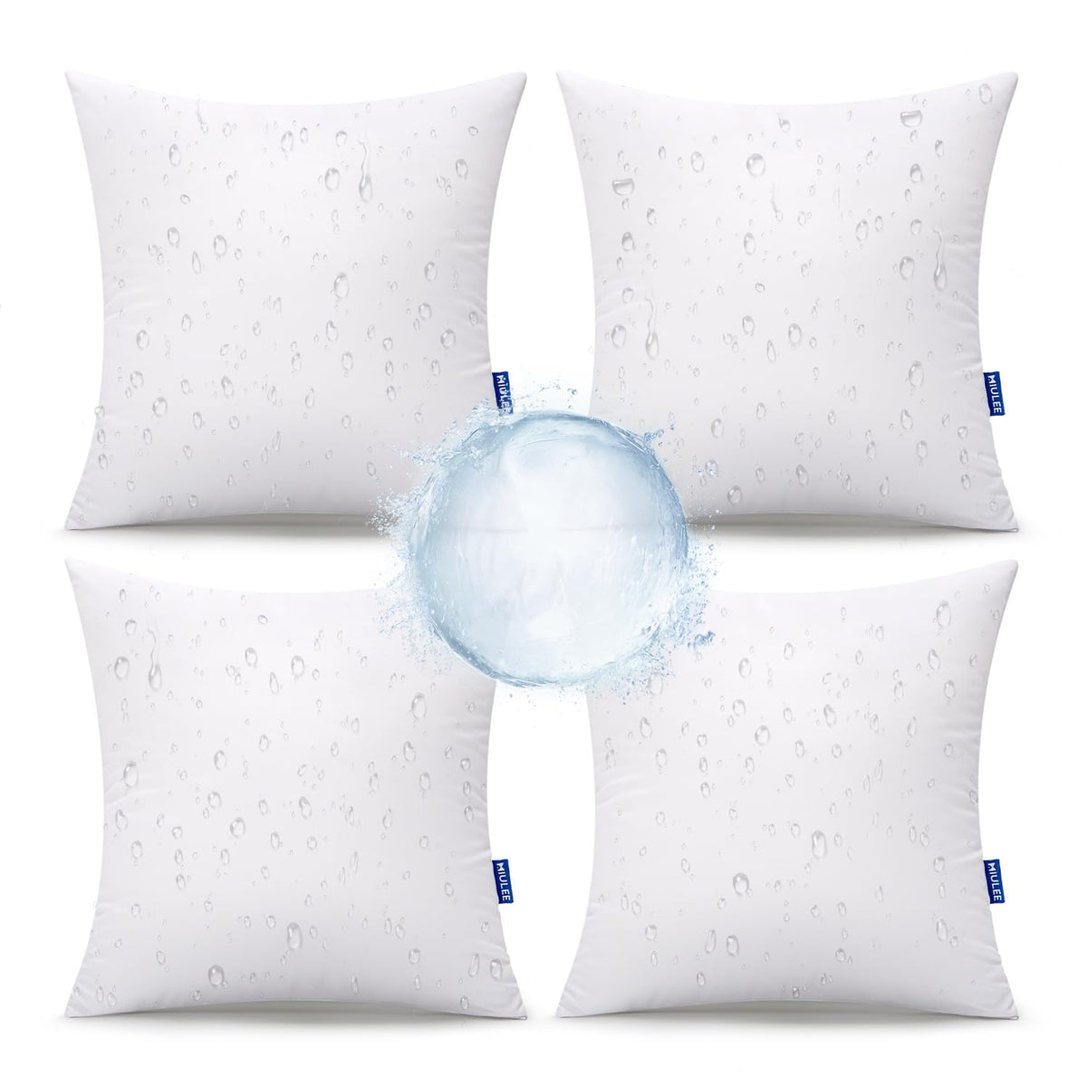 MIULEE outdoor pillows 4-pack with waterproof cover for patios