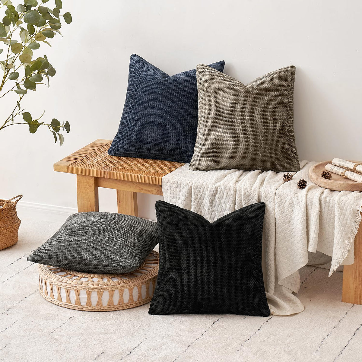 MIULEE pack of four pillow covers showcased as cohesive set.