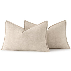 MIULEE pack of two natural linen pillow covers for versatile styling