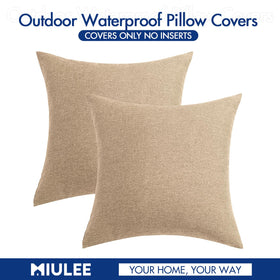 MIULEE two-pack outdoor pillow covers simplify refreshing patio decor.