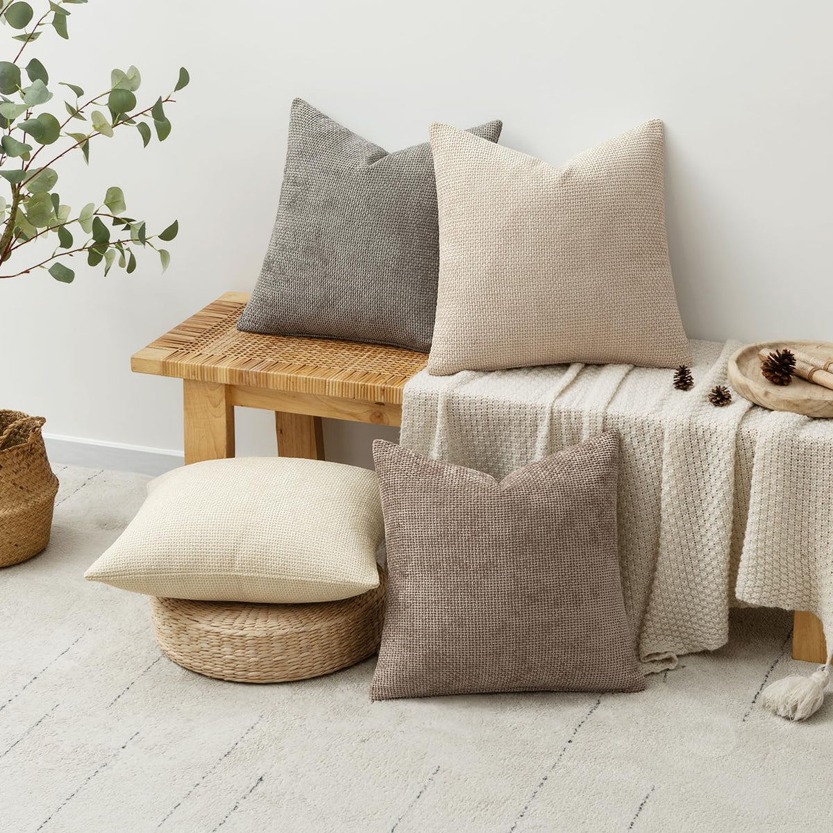 MIULEE pack4 18x18 inch neutral cover complements decor styles
