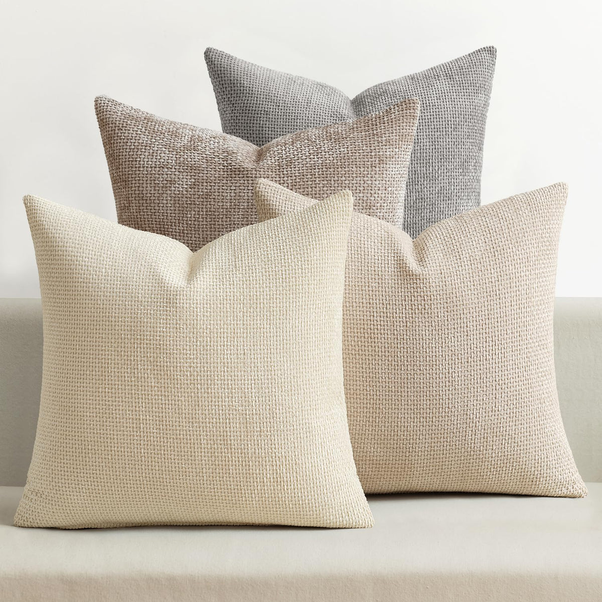 MIULEE pack4 chenille pillow cover close-up showing plush texture for cozy living spaces