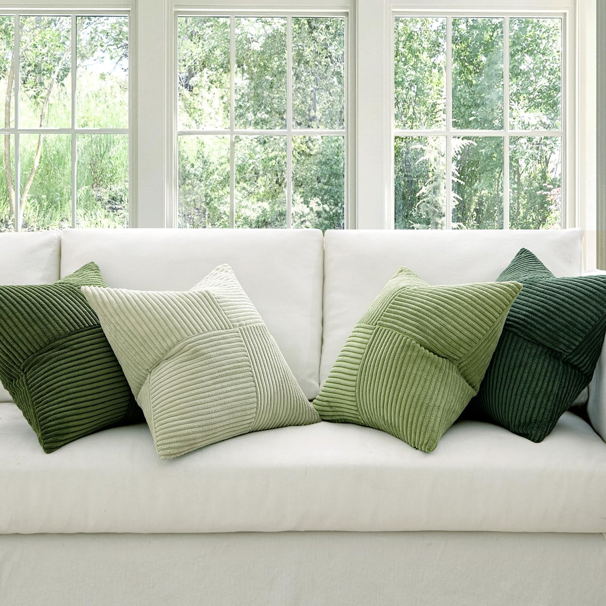 MIULEE patchwork striped corduroy cover adds texture and boho charm to spaces.