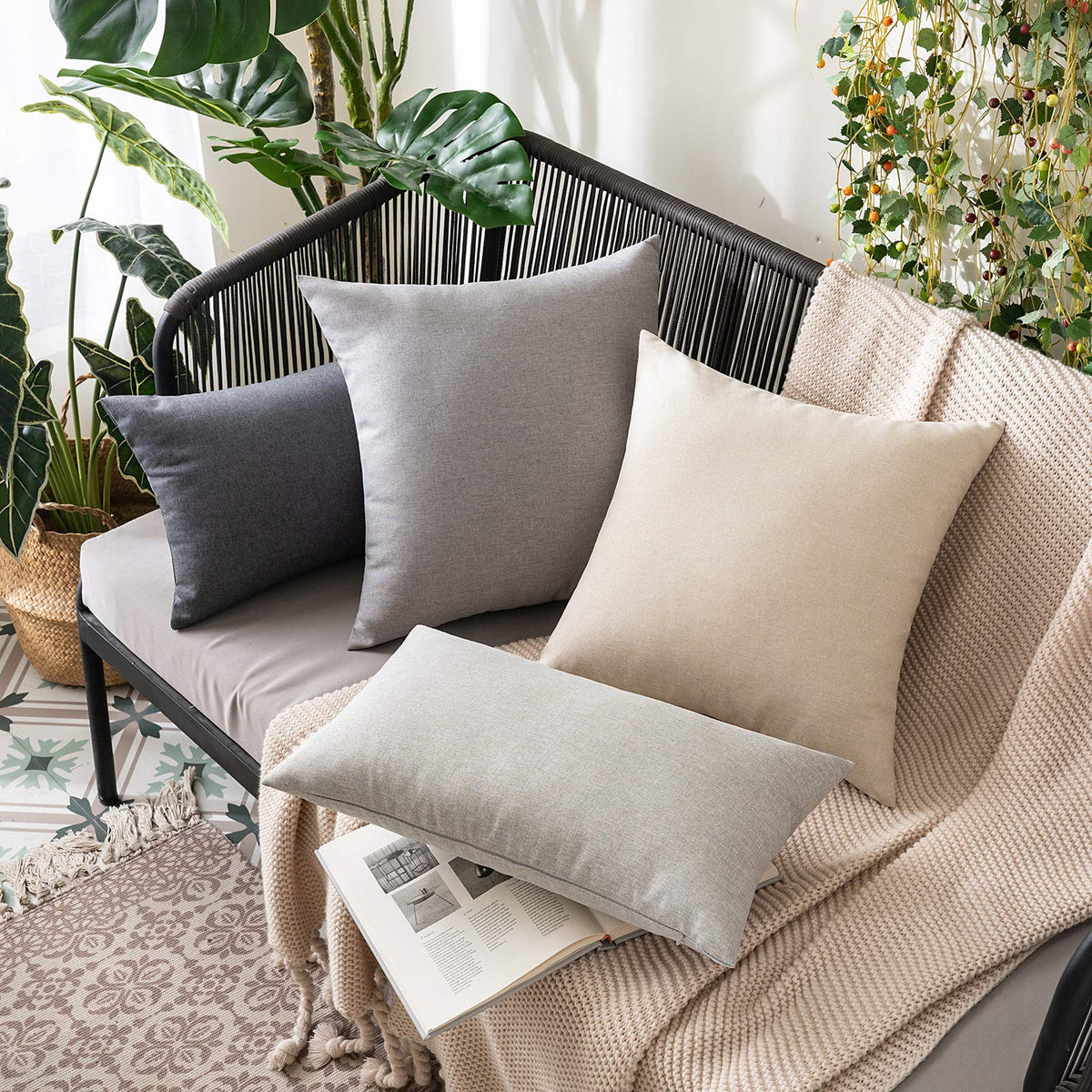 MIULEE 26x26 inch cover fits standard euro cushions for sofas.
