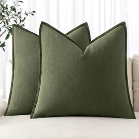 MIULEE 20x20 dark olive green front view pillow cover enhances sofa styling