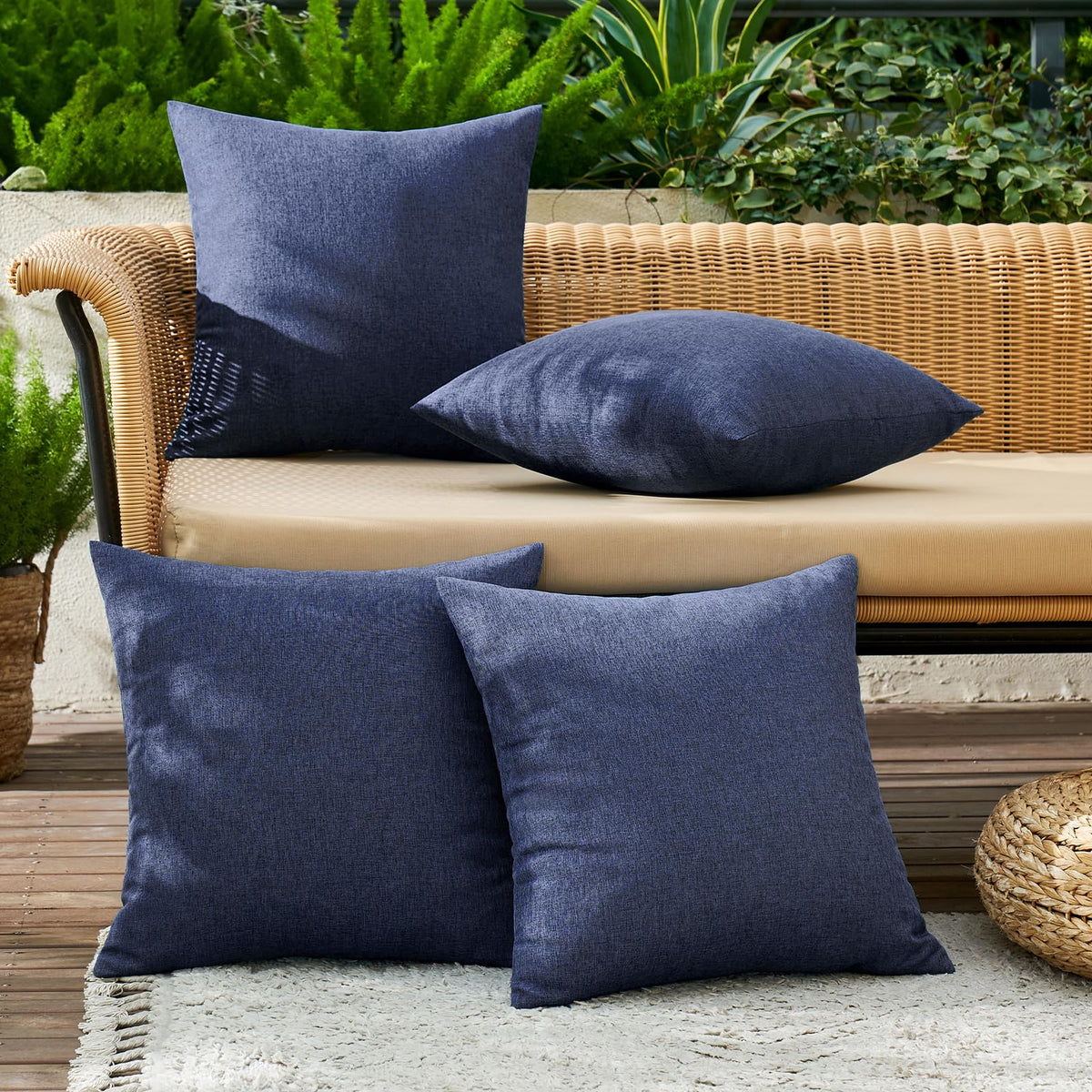 MIULEE pillow cover 4-color pack arranged to refresh indoor and outdoor decor