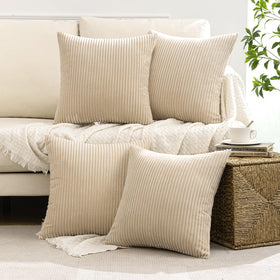 MIULEE beige stripe pillow cover displayed on a sofa for Nordic-inspired decor