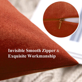MIULEE concealed-zipper pillow cover in burnt orange for a neat, secure fit.