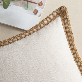 MIULEE pillow cover linen texture close-up highlights durable outdoor fabric
