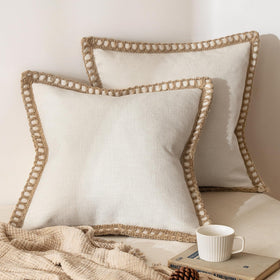 MIULEE pillow cover natural white front view for versatile sofa styling