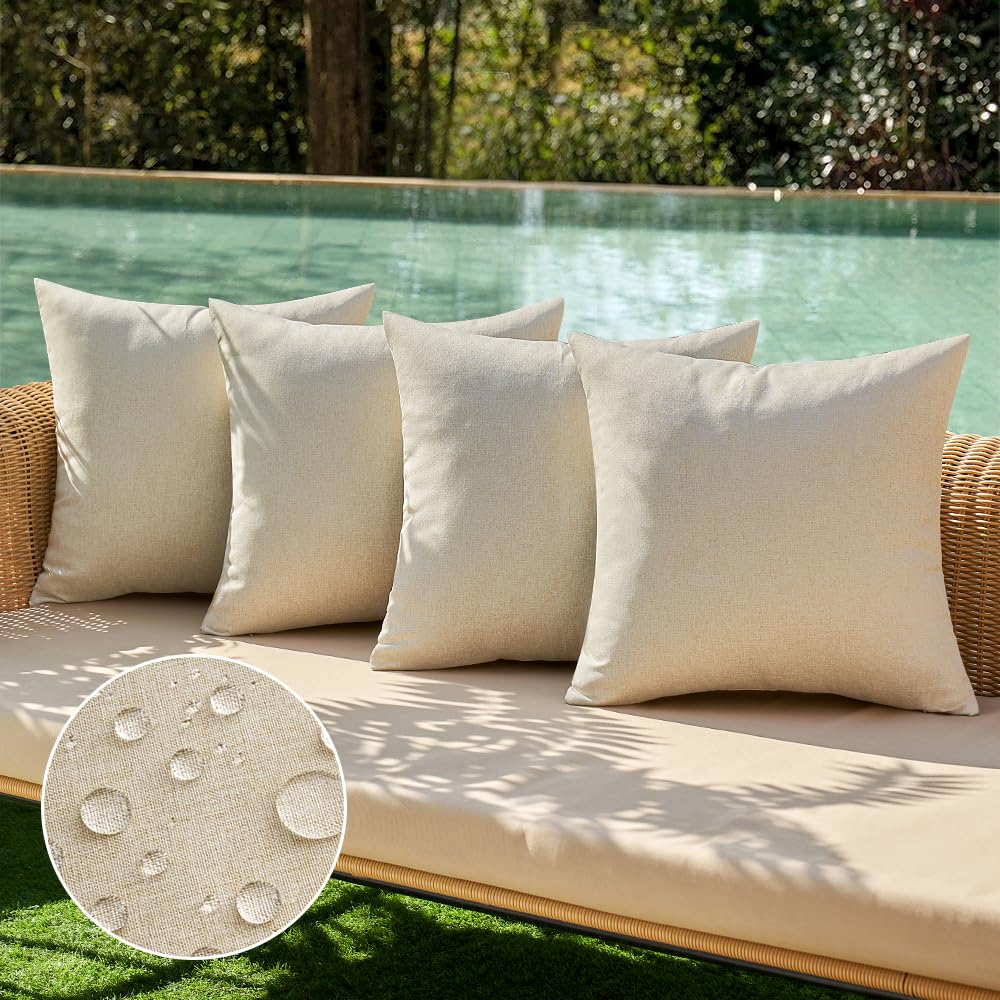 MIULEE outdoor pillow cover in beige showing weatherproof fabric for patio cushions