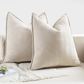 MIULEE cream beige pillow covers on sofa for living room charm