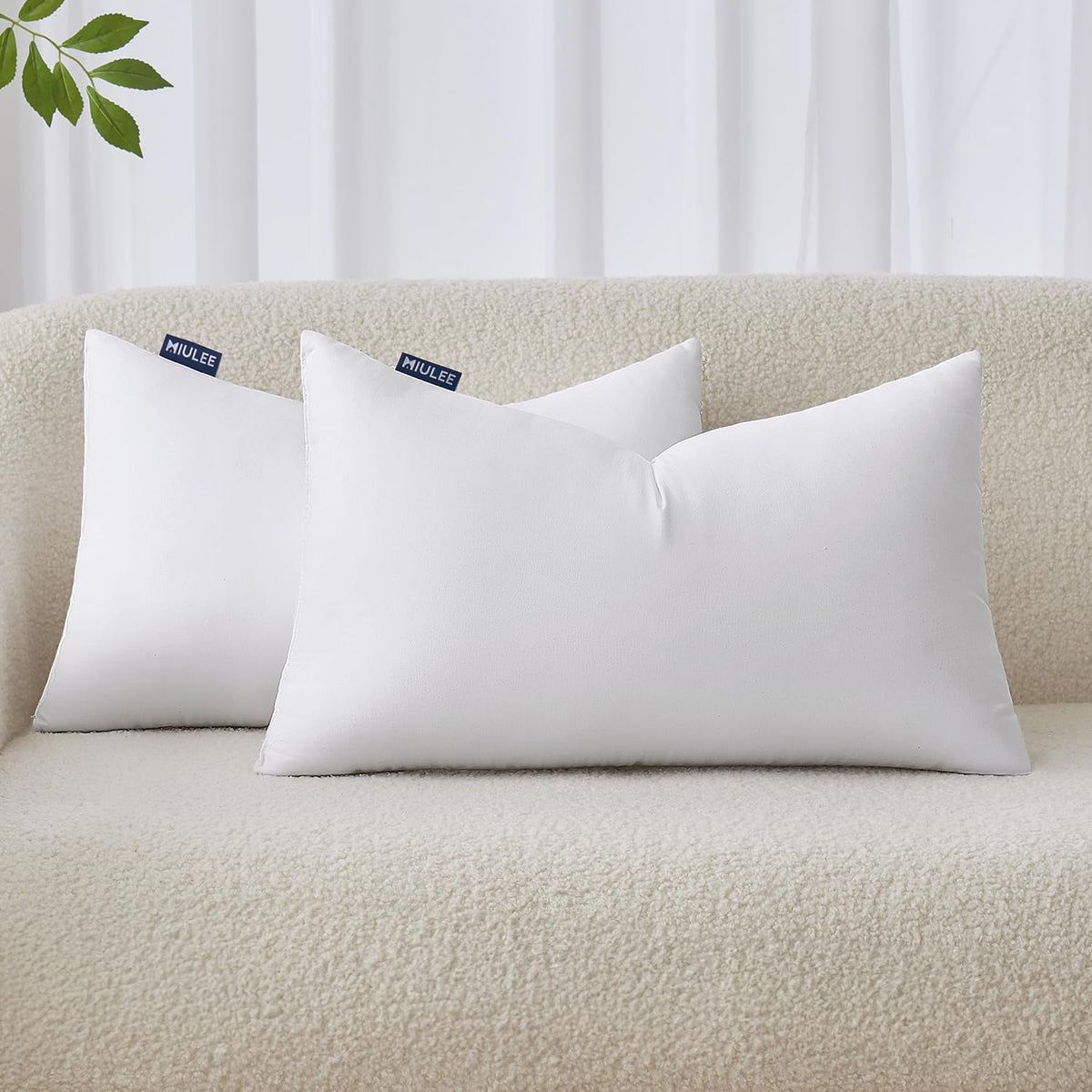 MIULEE 12x20 pillow inserts in a two-pack for sofa decor.