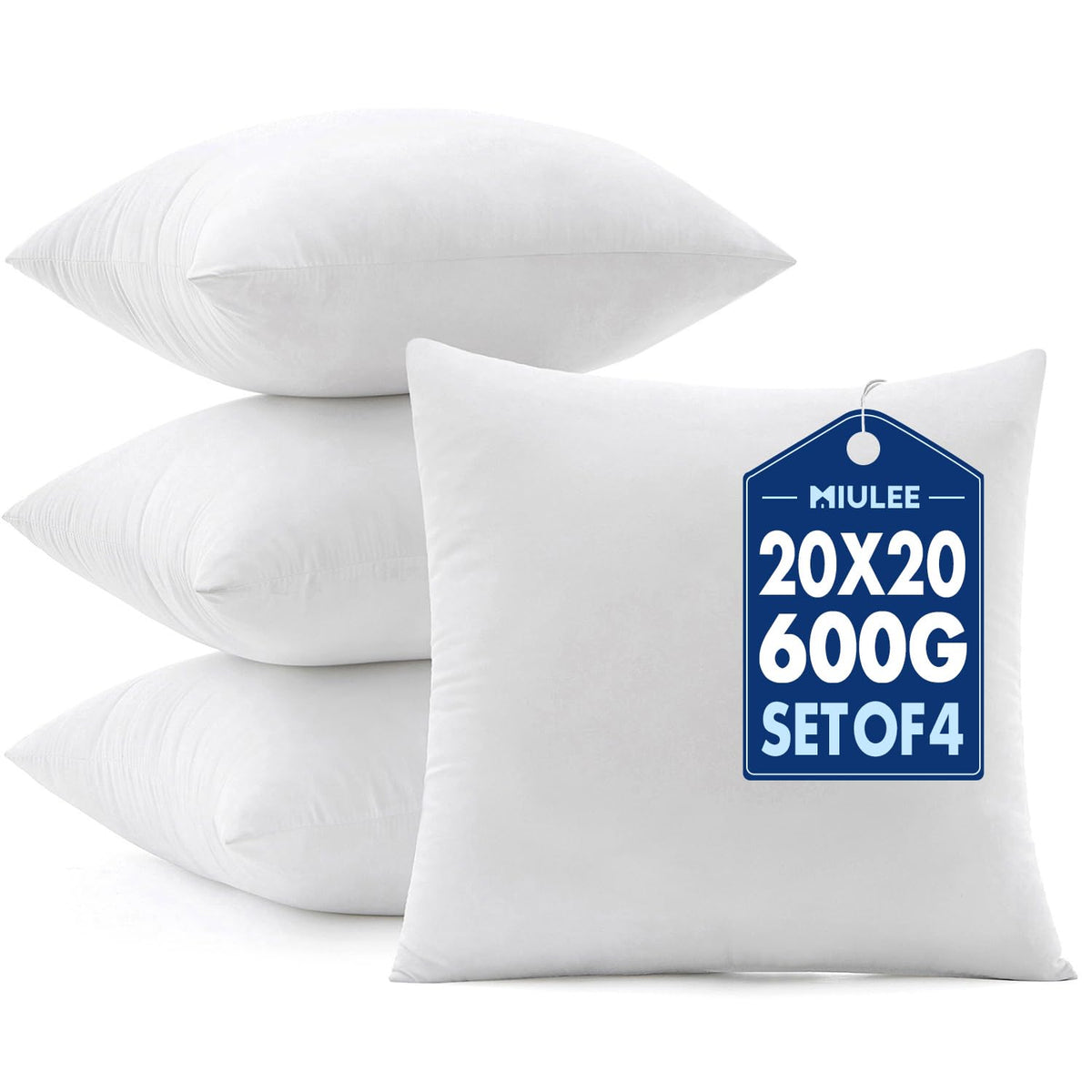 MIULEE pillow inserts in front view provide plush comfort for sofa and bed.