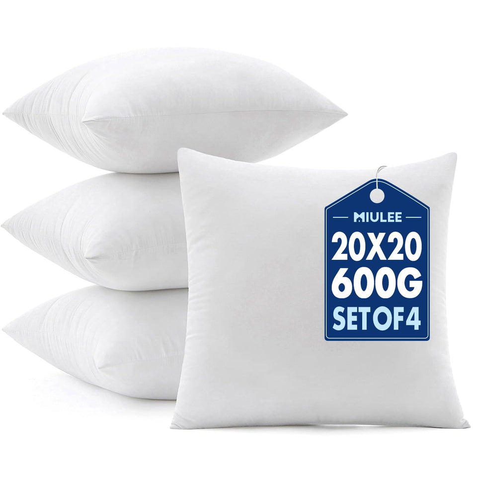 MIULEE pillow inserts in front view provide plush comfort for sofa and bed.