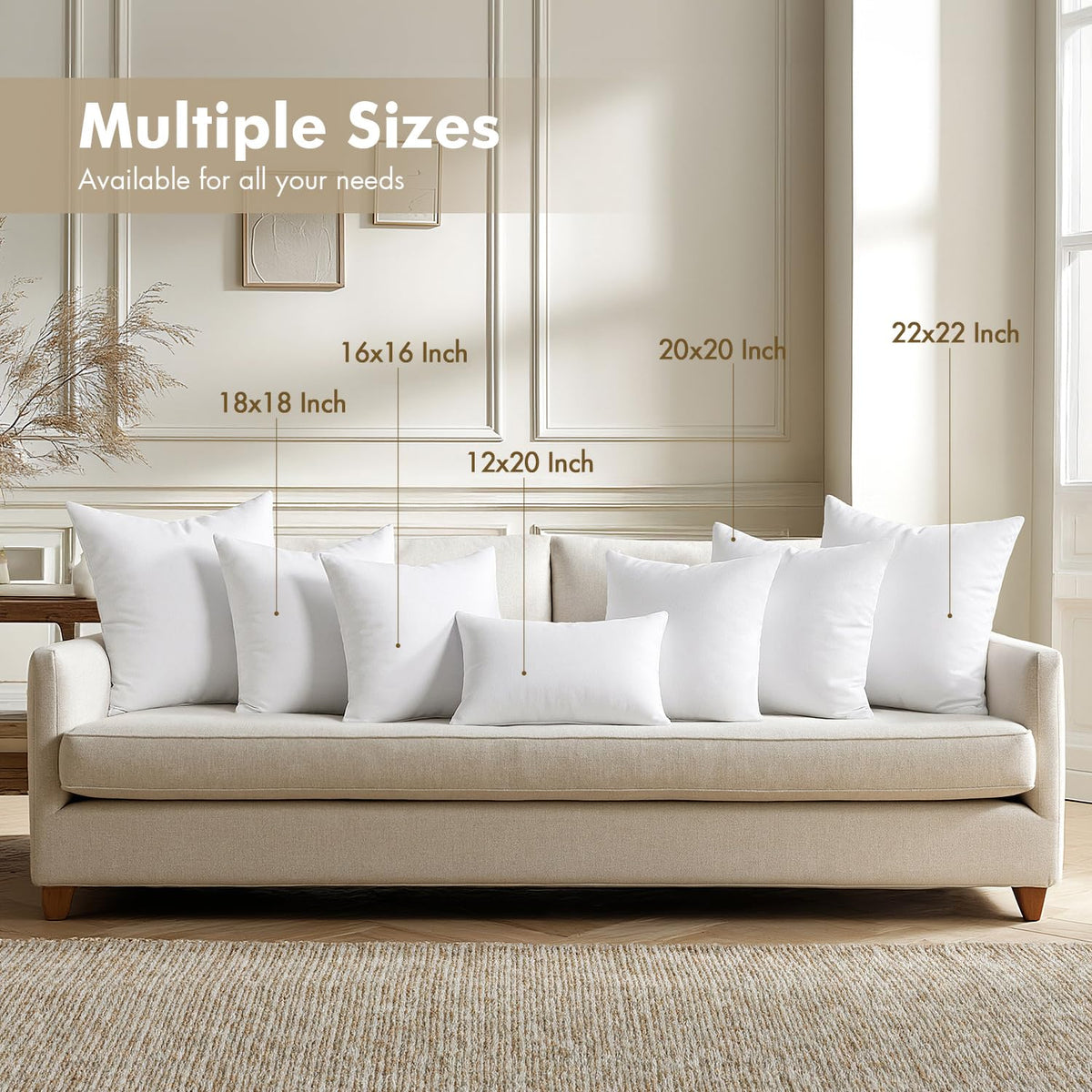 MIULEE pillow inserts packaging shows a ready-to-use four-pack for living room decor.