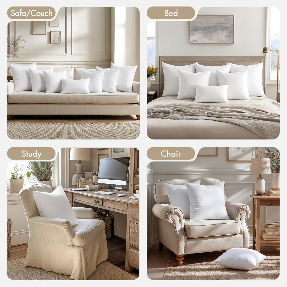MIULEE inserts suit beds, couches, or chairs for better back support.