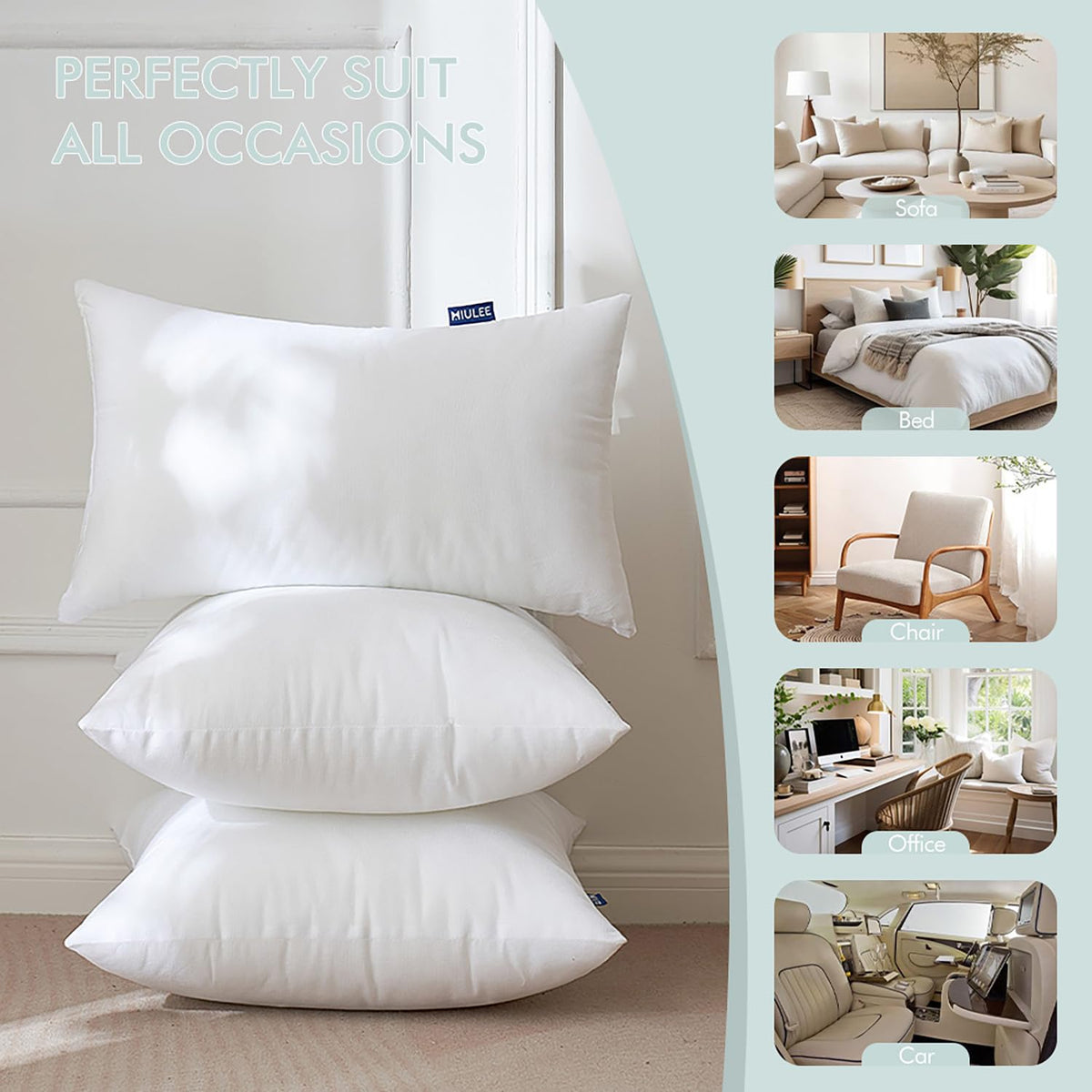 MIULEE pillow insert for sofa and bench to refresh seating.