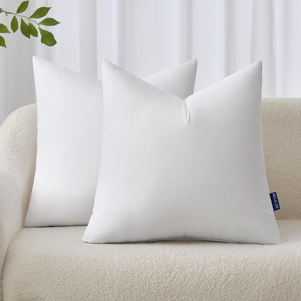 MIULEE 20x20 pillow inserts on a sofa offering soft, supportive decorative comfort.
