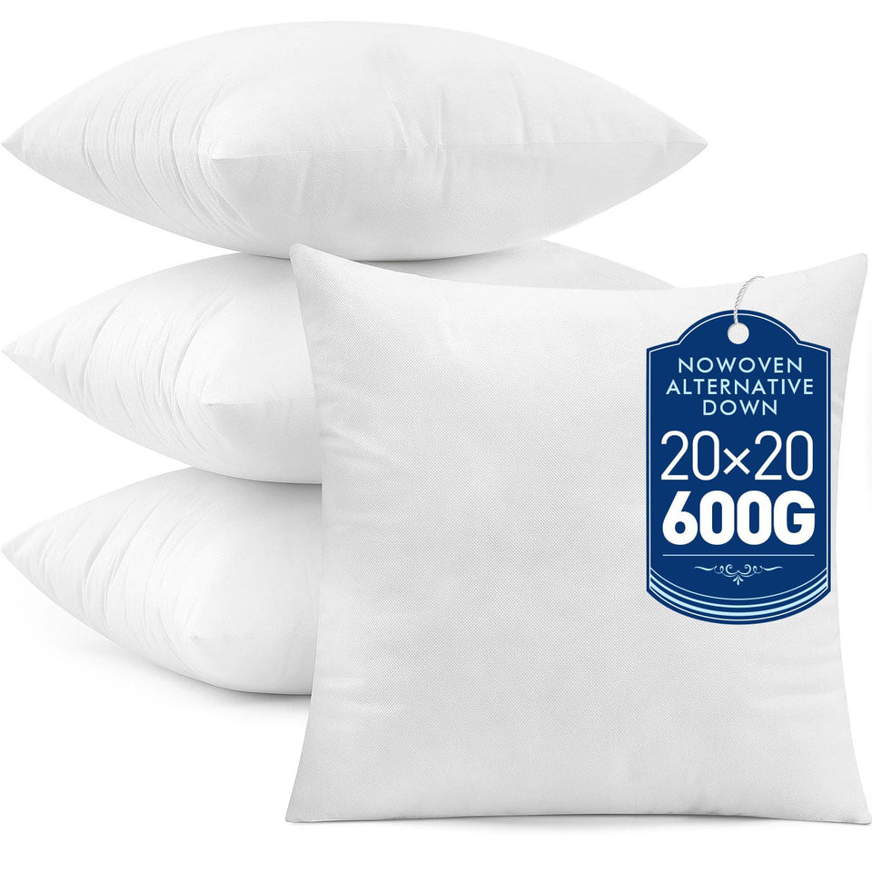 MIULEE 20x20 pillow inserts front view, plush virgin microfiber for couch comfort
