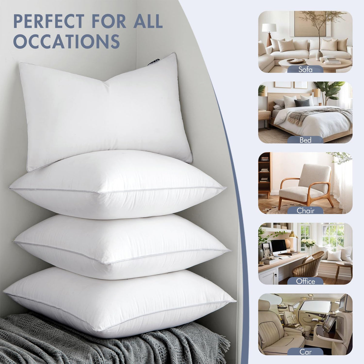 MIULEE pillow inserts suitable for office and car use for quick comfort