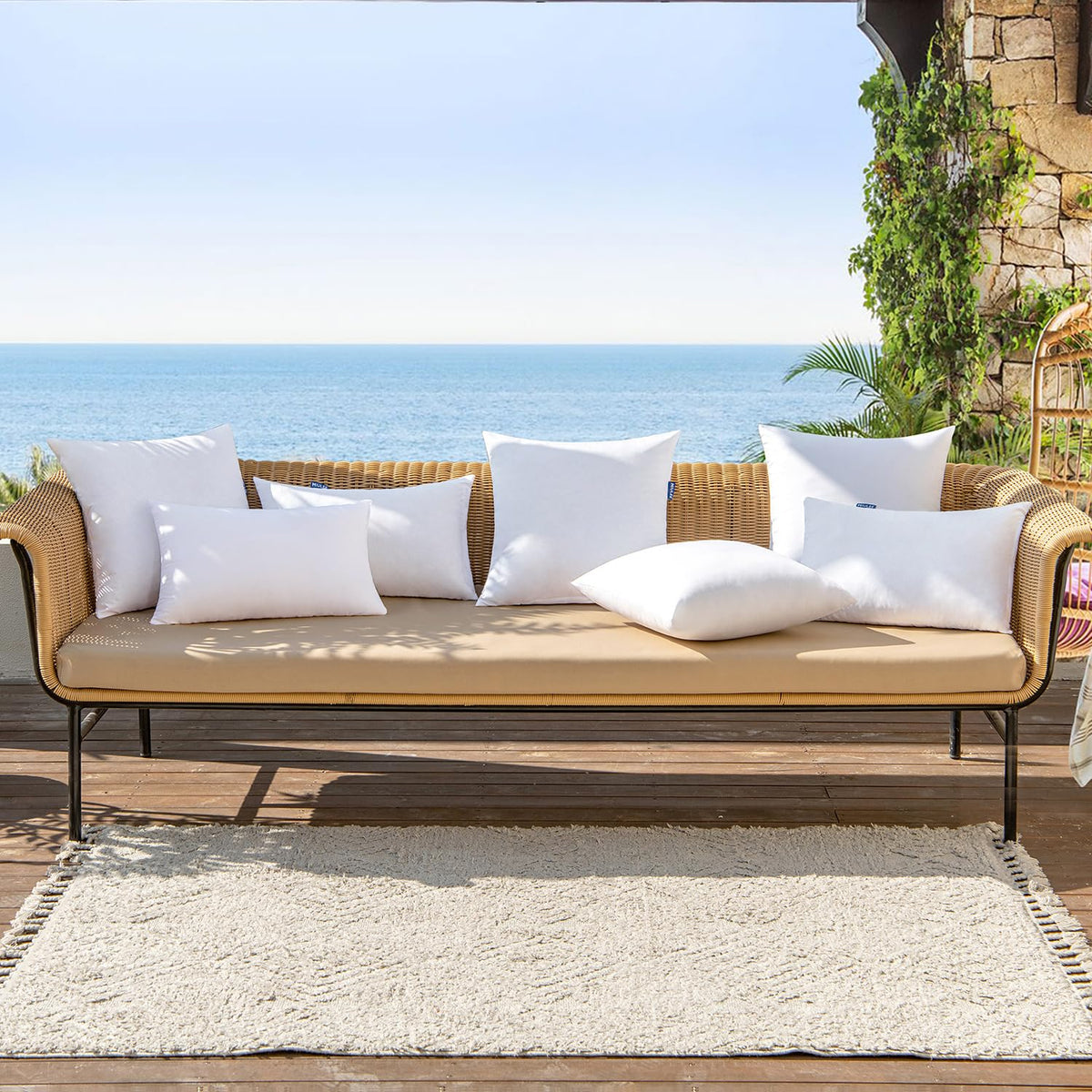 MIULEE porch swing pillow adds decorative comfort outdoors.