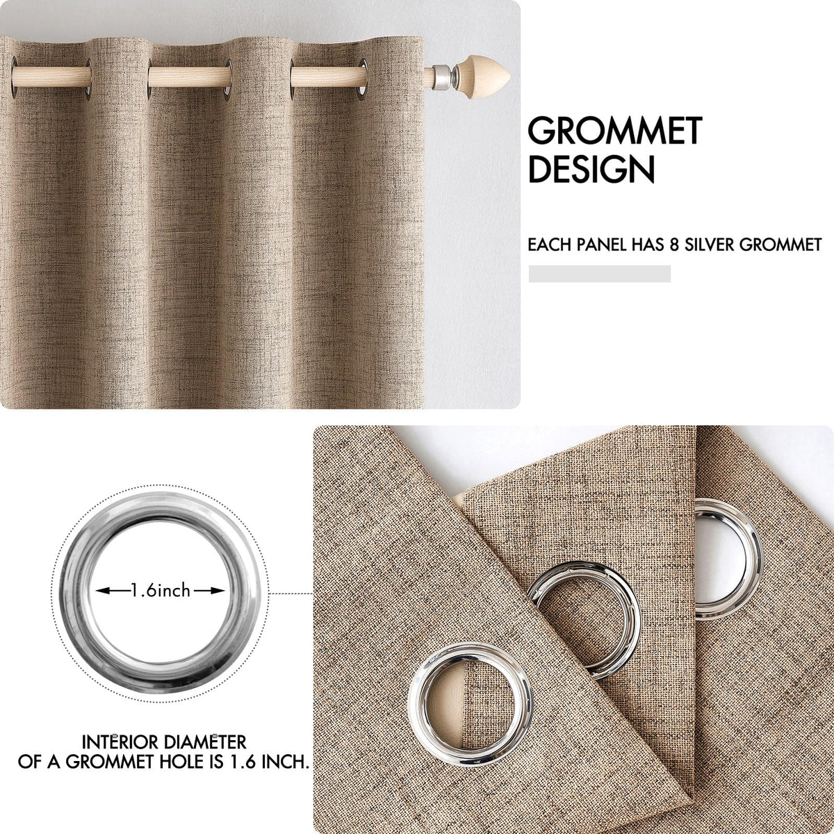 MIULEE blackout drapes offer noise reduction for a quieter room.