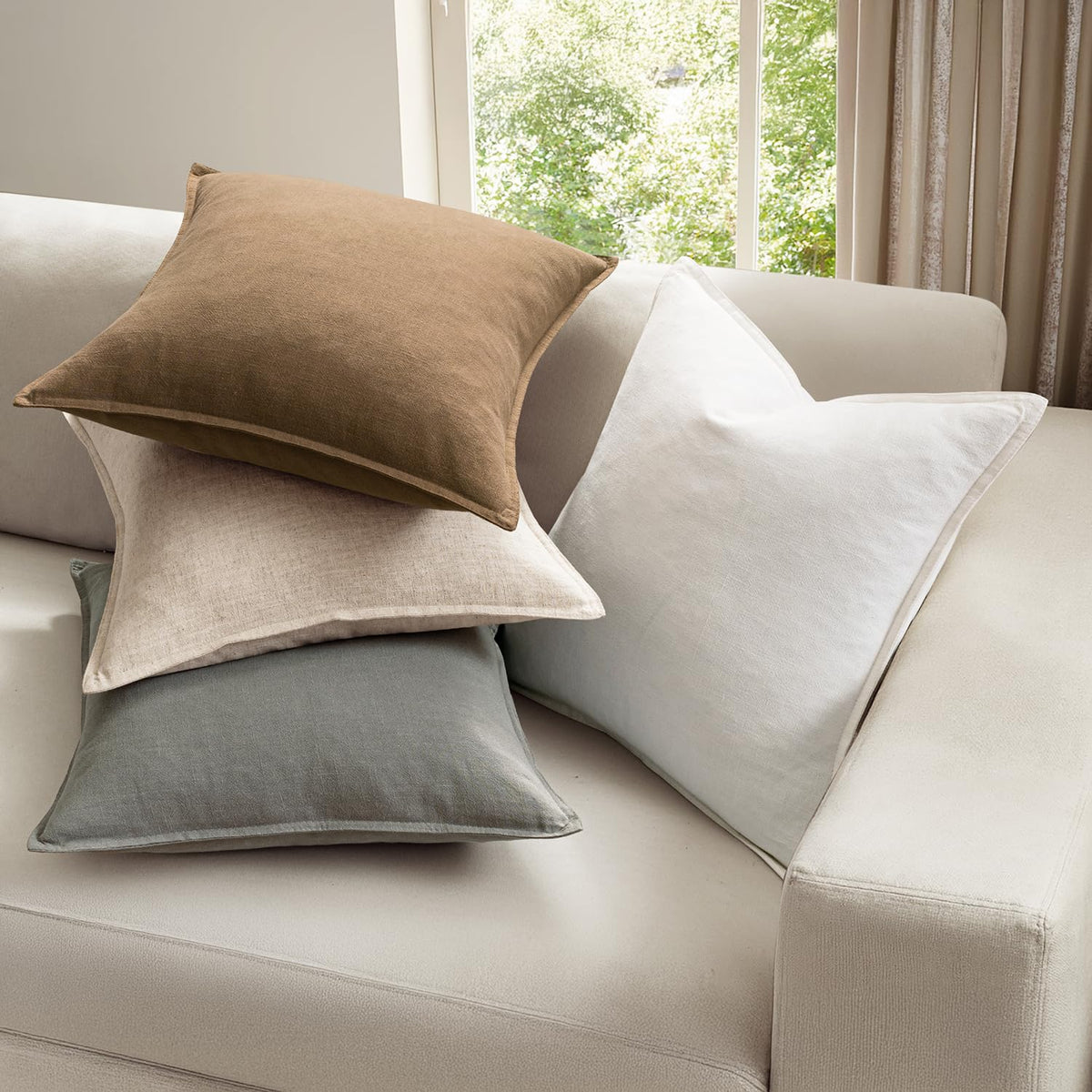 MIULEE linen pillow cover with flange edge decorative detail