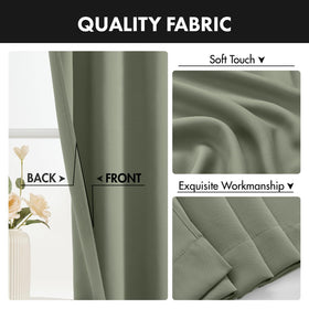 MIULEE sage green blackout curtains thermal insulated weave helps regulate temperature.