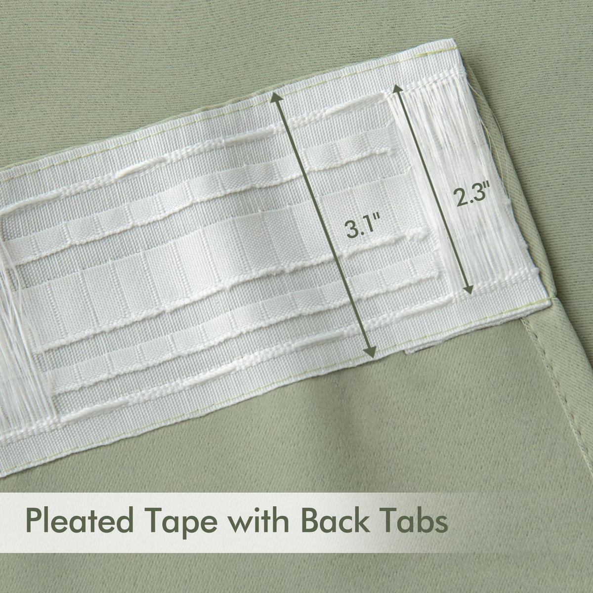 MIULEE sage green curtains back tab style for a sleek concealed rod look.