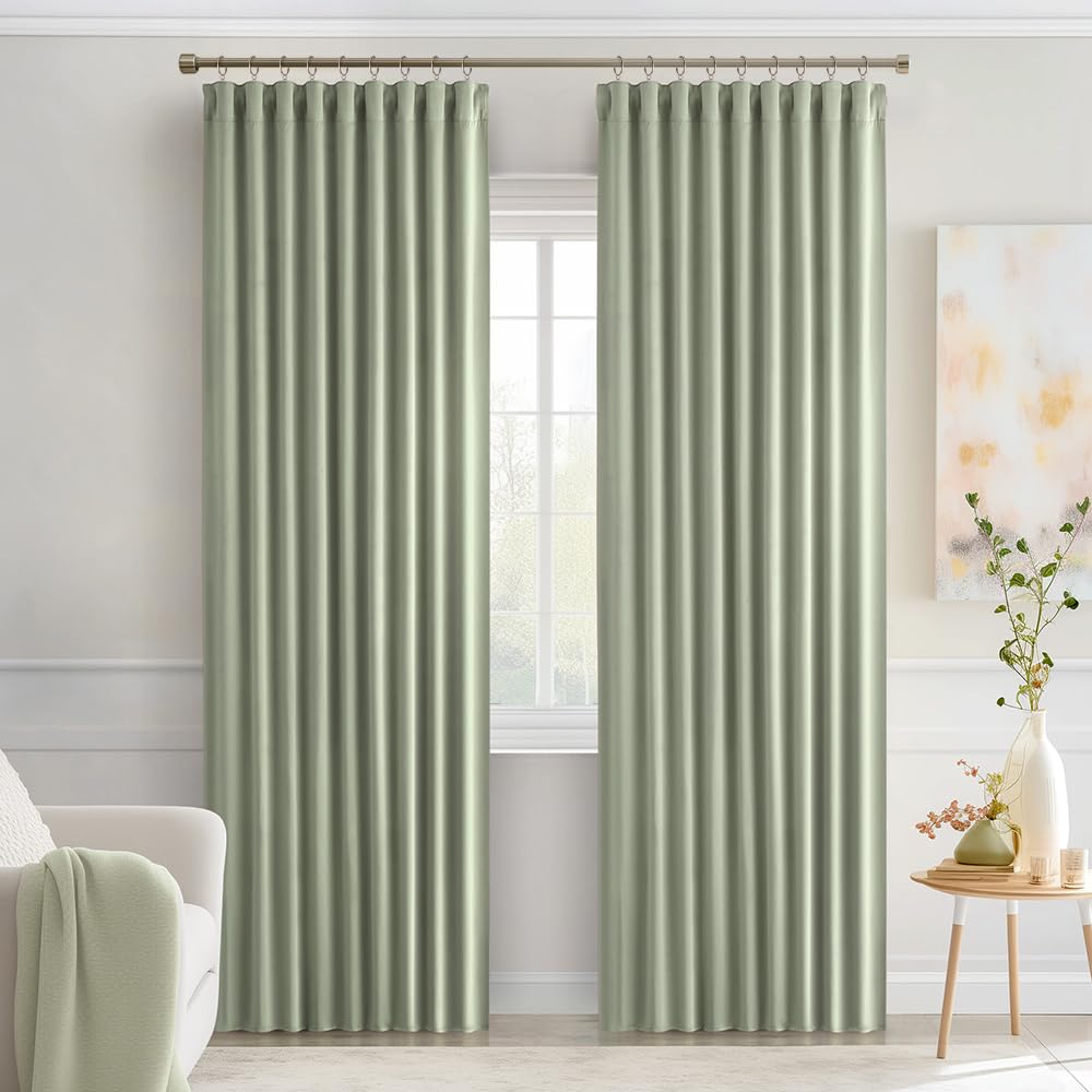 MIULEE sage green curtains easy care design suitable for machine washing.