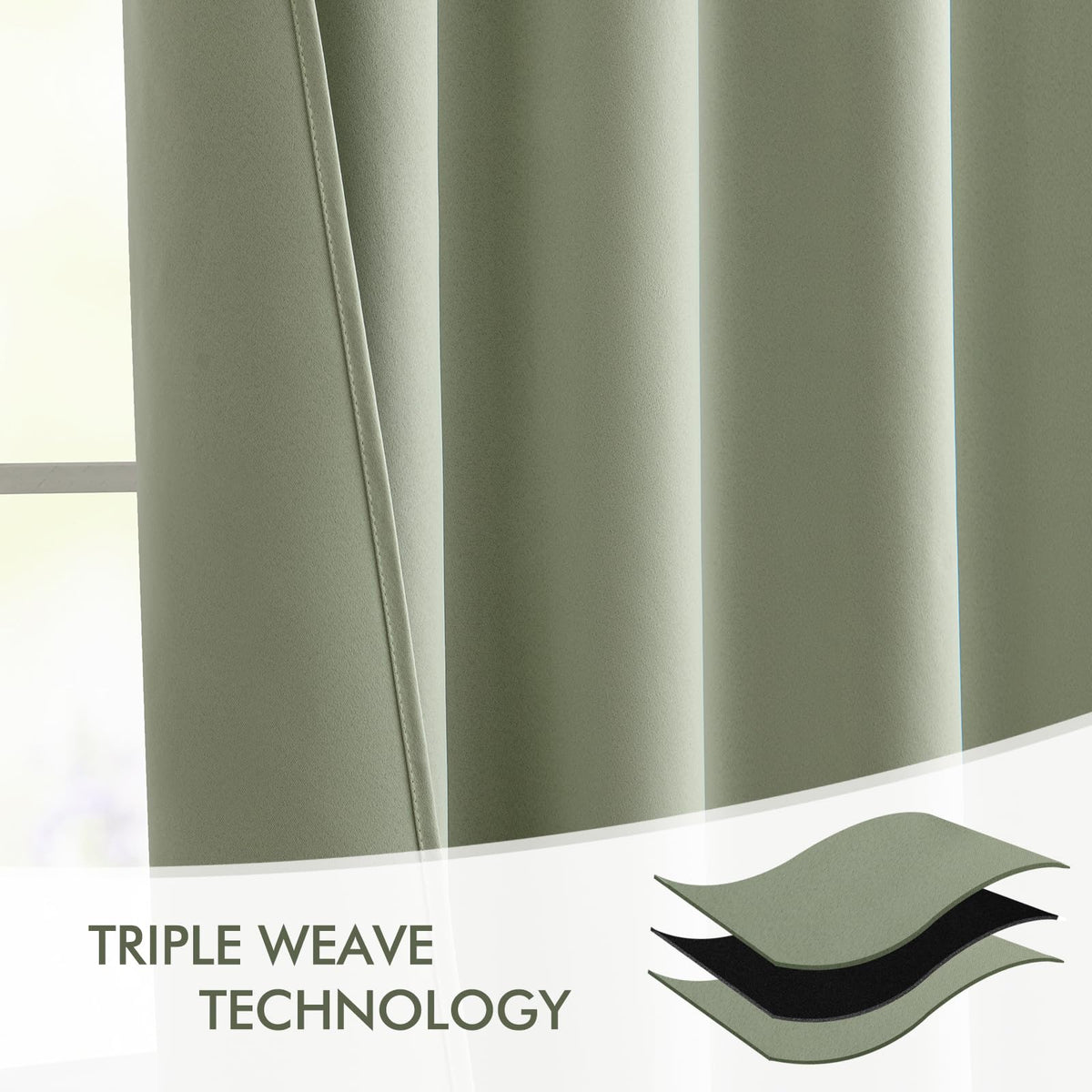 MIULEE sage green curtains offer thermal insulation to help maintain room temperature.