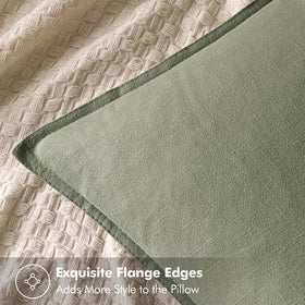 MIULEE sage green linen pillow cover flange-edge detail adds rustic farmhouse charm