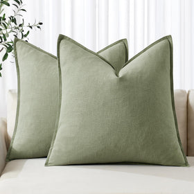 MIULEE sage green linen pillow cover front view for a chic living room look