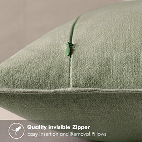 MIULEE sage green linen pillow cover back-hidden zipper for clean silhouette