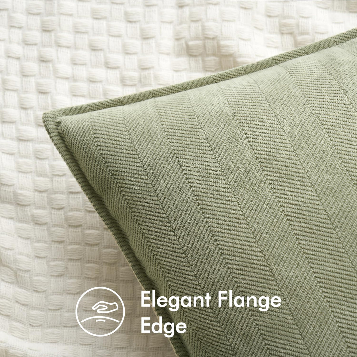 MIULEE sage green pillow cover back view with hidden zipper for smooth, secure closure.