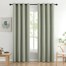 MIULEE sage green blackout curtains with two panels for privacy and light control.
