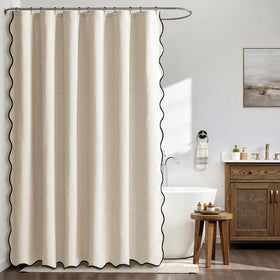MIULEE scalloped curtain closeup shows black border and refined texture.