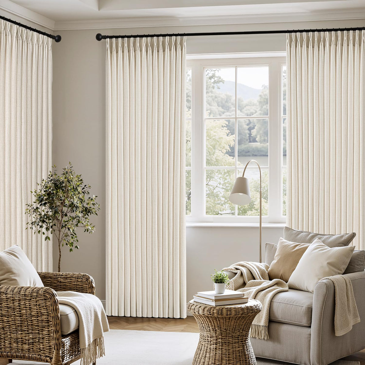 MIULEE semi-sheer light-filtering drapes softly diffuse daylight.