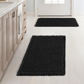 MIULEE set of 2 waffle bath rugs in black for boho bathroom decor
