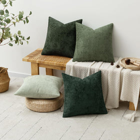 MIULEE green chenille cushion cover showcases durable stitching and premium texture
