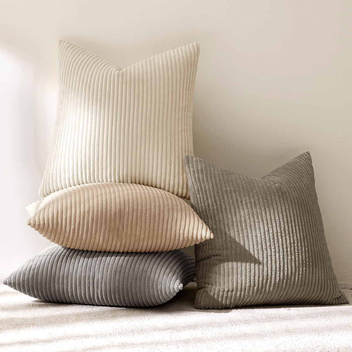 MIULEE set of four pillow covers in cream tones