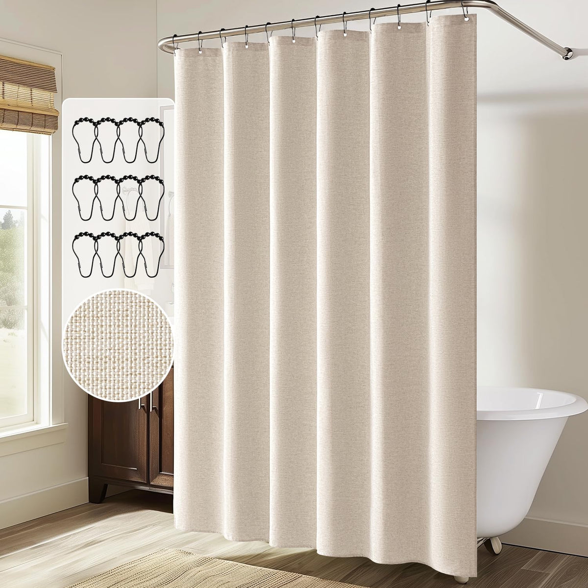 MIULEE 12 metal hooks included, rust-resistant and easy to slide.
