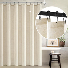 MIULEE shower curtain with 12 metal hooks enables smooth sliding