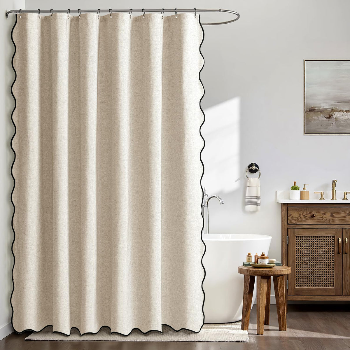 MIULEE shower curtain faux-linen texture for a natural bathroom feel.