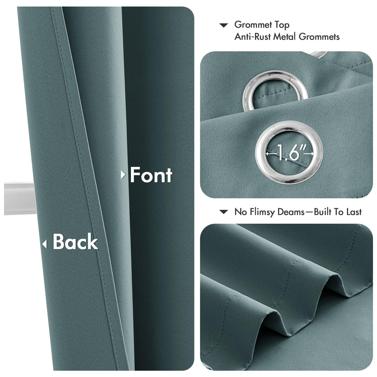 MIULEE silver anti-rust grommets fit standard curtain rods