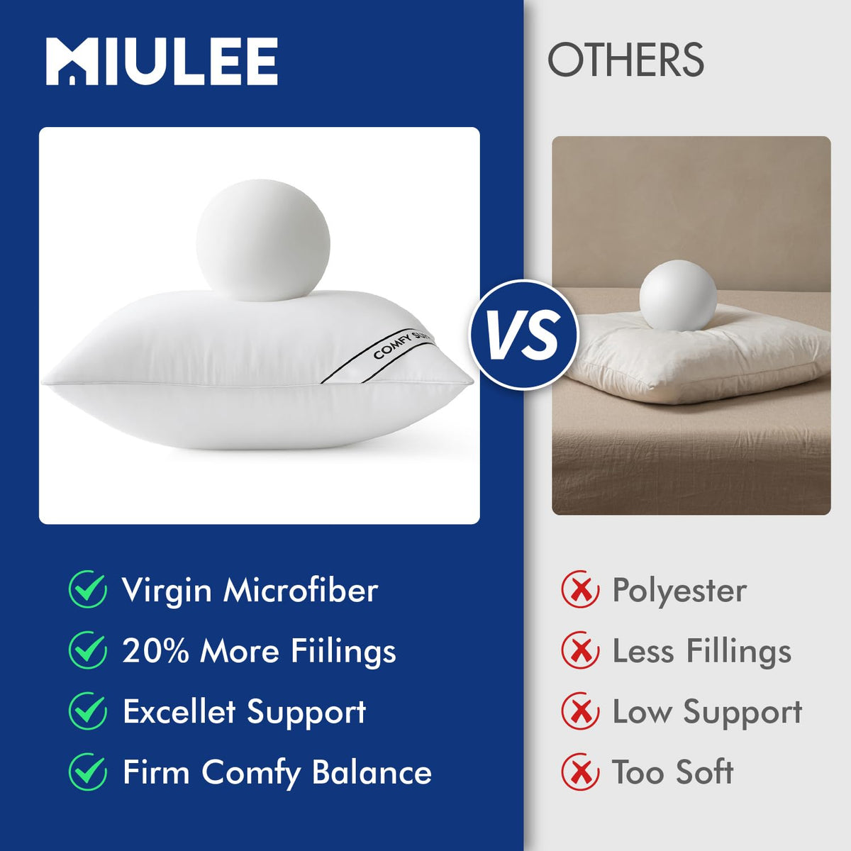 MIULEE size guide shows 1–2 inch larger inserts for fuller look