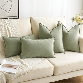 MIULEE sofa decor setup using sage cushions to enhance calm, minimalist style.