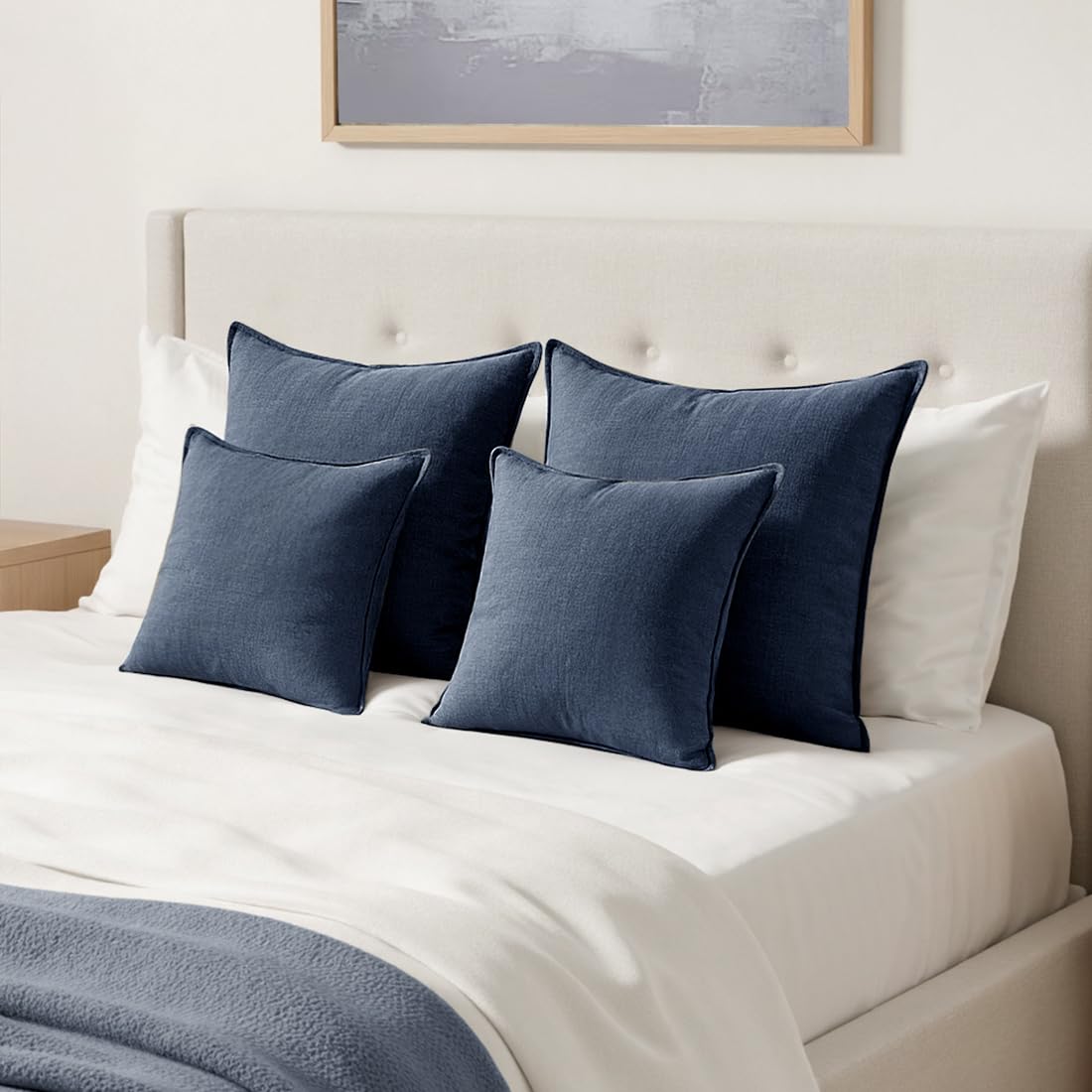 MIULEE solid-color linen pillow cover indigo suits bedrooms and patios with versatile charm