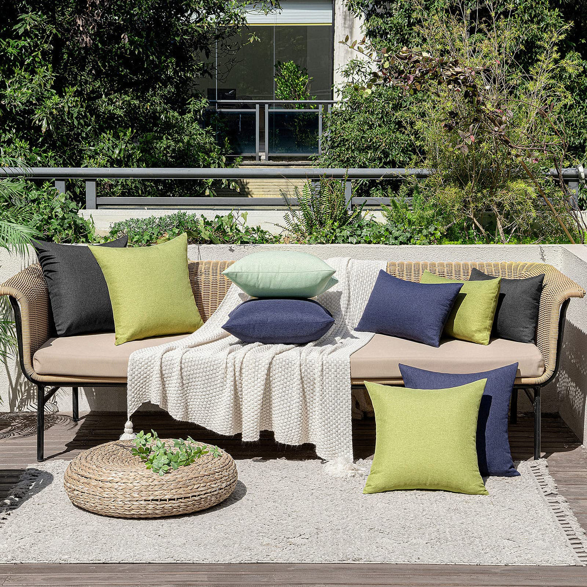 MIULEE solid navy design coordinating with patio decor